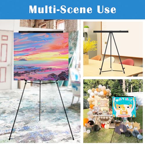 Falling in Art Aluminum Flip Chart Display Easel Stand with Adjustable Floor for Boardroom, Whiteboard, Paper Pads, Signage, 63 1/2'' High, Black 10 Pack - style: Black 10-Pack