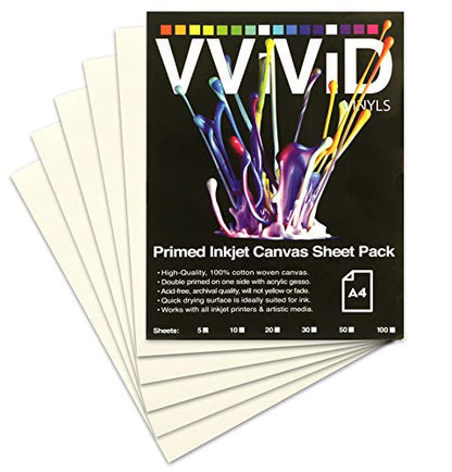 VViViD Inkjet Canvas 100% Real Printable Cotton LTR 8.5 X 11 125lbs. 340gsm 17mil (5 sheets) - size: 5 sheets