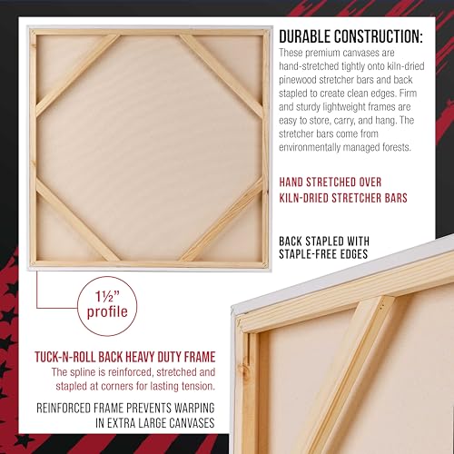 U.S. Art Supply Rectangle Stretched Canvas for Painting 36x36 inch Gallery Depth 1-1/2" Thick, 2-Pack - 17oz Acrylic Gesso Triple Primed, Professional Artist Quality, 100% Cotton - Oil, Pouring Paint - size: 36" x 36"