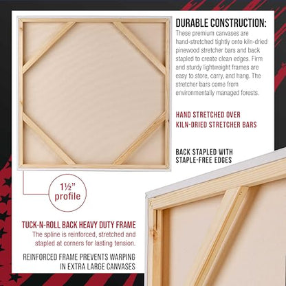 U.S. Art Supply Rectangle Stretched Canvas for Painting 36x36 inch Gallery Depth 1-1/2" Thick, 2-Pack - 17oz Acrylic Gesso Triple Primed, Professional Artist Quality, 100% Cotton - Oil, Pouring Paint - size: 36" x 36"