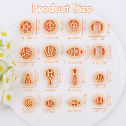 Puocaon Sports Polymer Clay Cutters - 16 Pcs for Jewelry Making, Football, Baseball, Basketball, Tennis, Volleyball, Earrings