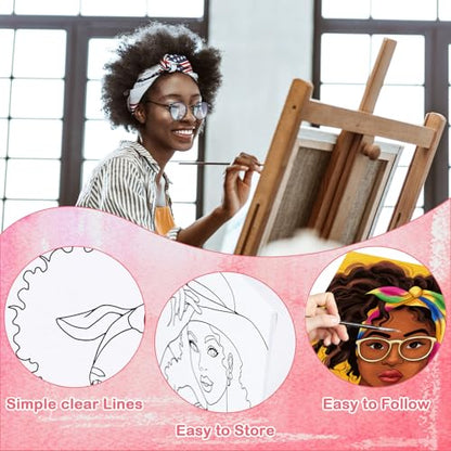 16 Pcs Pre Drawn Canvas for Painting for Adults Sip and Paint Kit | Pre Printed Canvas to Paint DIY Art Party Supplies Girls Night Date Night (Stylish Girl, 8x10 in) - size: 8x10 in, style: Stylish Girl