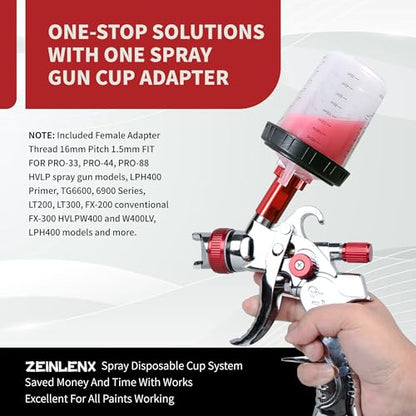 Disposable Paint Gun Cups for Spray Gun, 6oz(160ML) 50 Liners Kit | 50 Pack Disposable Liners and Lids For HVLP & LVLP Automotive Spray Gun, Car Painting, and Furniture - size: 6 ounce