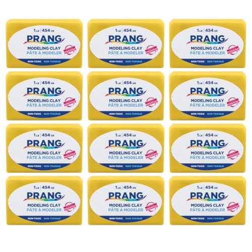 Prang Modeling Clay, Yellow, 1 lb. Block, Case of 12 Blocks, 192 oz. Total | Pliable, Non-Hardening, Non-Staining, Easy Clean-Up, Perfect for Preschool and Elementary Aged Children - color: Yellow, size: 1 lb. (Pack of 12)