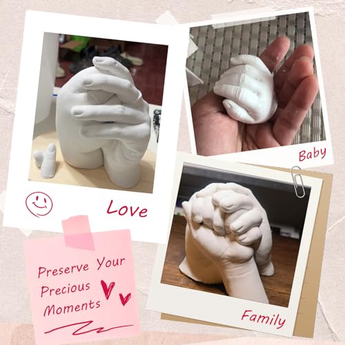Falling in Art Hand Casting Kit Couples - Keepsake Plaster Hand Mold Kit for Family, Kids, Adults with Large Bucket, Gloves, Powder Materials, Color Paints, Wooden Base, Valentine's Day Gift - size: Hand Casting Kit