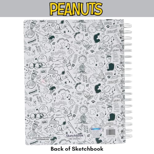 Peanuts Gang Sketchbook for Kids with Washable Markers, 86 Blank Pages Spiral Bound, Snoopy - color: Peanuts Gang