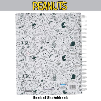 Peanuts Gang Sketchbook for Kids with Washable Markers, 86 Blank Pages Spiral Bound, Snoopy - color: Peanuts Gang