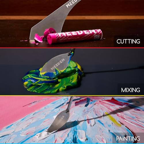 MEEDEN Artist Palette Knife Set: 6Pcs Stainless Steel Art Scraper Pallet Knives with Wooden Handle - Art Supplies for Oil Acrylic Colors Mixing - style: 6pcs-B