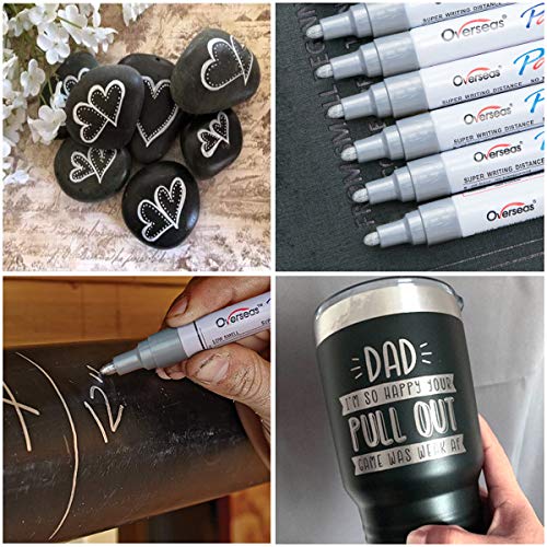 Lesun Silver Paint Pens Markers - 12 Pack Waterproof Oil-Based Paint Pen Set Quick Dry and Permanent Markers for Metal, Rock Painting, Stone, Ceramic, Wood, Fabric, Plastic, Canvas, Glass, Mugs, Tires - color: Silver