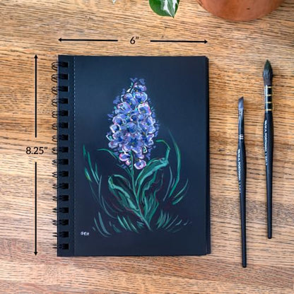 WA Portman Black Paper Sketchbook 2-Pack A5 (6" x 8.25") – 140 GSM Acid-Free Black Paper Notebook, 60 Pages (30 Sheets) Spiral Scrapbook Journal, Mixed Media Sketch Drawing Pad for Kids & Adults - size: A5 2 Pack