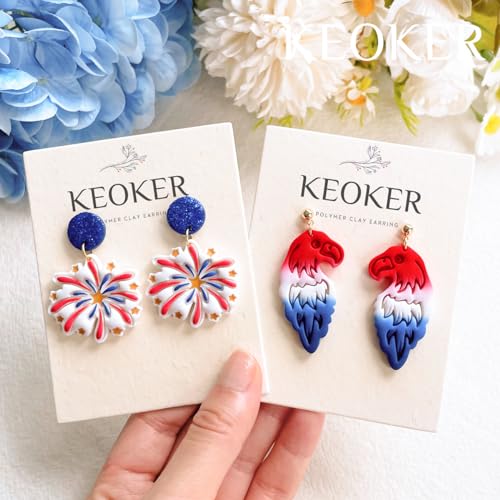 KEOKER 4th of July Clay Cutters for Earrings - 16 Pcs fourth of July polymer clay cutters, Independence Day Stars Clay Earring Cutters - color: Colourful