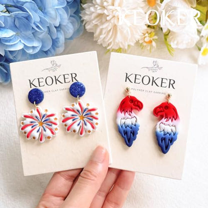 KEOKER 4th of July Clay Cutters for Earrings - 16 Pcs fourth of July polymer clay cutters, Independence Day Stars Clay Earring Cutters - color: Colourful