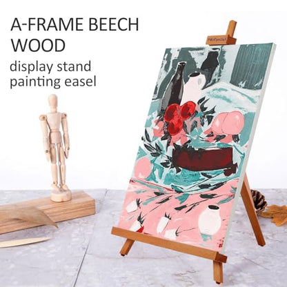 Falling in Art Beechwood 25" Tabletop Easel Display Stand for Painting - Holding Canvas Up to 22 1/2 Inches High, A-Frame Artist Tripod with Rubber Feet, Portable Photo and Sign Holder - size: 1 Pack
