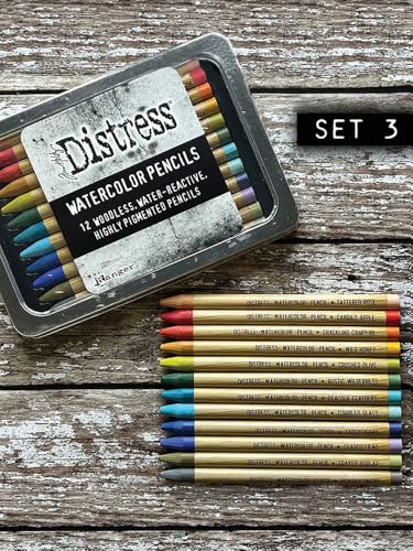 Ranger Ink Tim Holtz Distress Watercolor Pencil Bundle Set 1, 2, & 3 – 36 Count | Set-1 (TDH76308), Set-2 (TDH76315), Set-3 (TDH76643) | Premium Water-Reactive Pigments in a Variety of Vibrant Colors