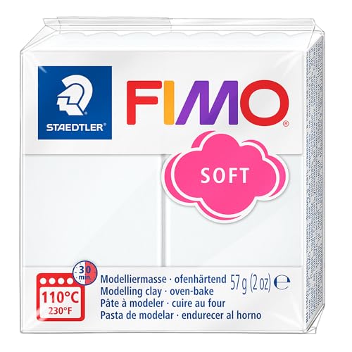 STAEDTLER FIMO Soft Polymer Oven Modelling Clay - Most Popular Colours - 57g - Black, White, Dolphin Grey - Pack of 3