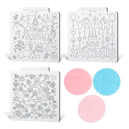 KALAIEN Cookie Stamps,Fondant Impression Mat,Polymer Clay Texture Sheets for Fondant Embosser Stamp for Cake Decorating Set of 3 Style 5 - color: Style 5