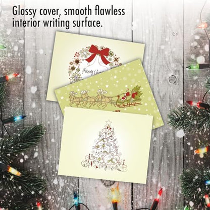 The Best Card Company - 10 Christmas Greeting Cards with Envelopes - Festive, Fun Assorted Holiday Notecards (4 x 5.12 Inch) - Avocado Green Christmas M6646XSG - style: Avocado Green Christmas