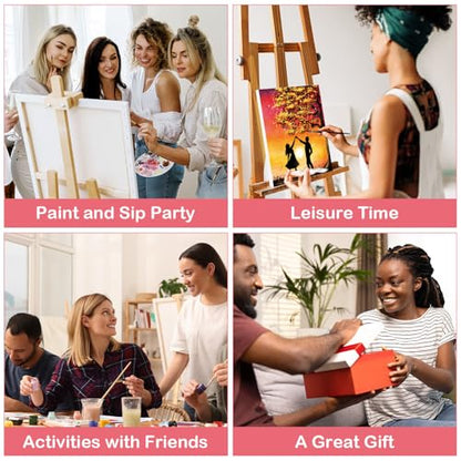 16 Pcs Pre Drawn Canvas for Painting for Adults Sip and Paint Kit Pre Printed Canvas to Paint DIY Art Party Supplies Couples Date Night (Romantic Encounter, 8x10 in) - size: 8x10 in, style: Romantic Encounter