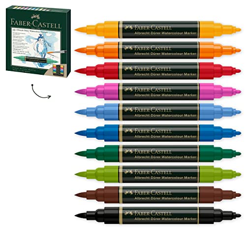 Faber-Castell Albrecht Durer Watercolor Markers - 10 Colors, Watercolor Brush Markers for Artists - style: 10 Count
