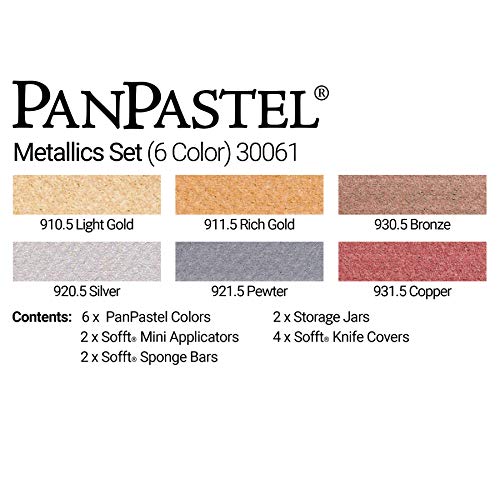 PanPastel Artist Pastels by GOLDEN, Metallic Colors Set, 6 Color, Professional Artist Pastels, Unique Pan Format (cake-like) - color: Metallics