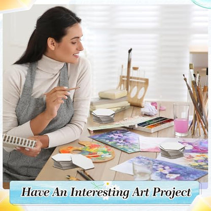 Nezyo 75 Pieces Magnetic Painting Canvas Panel Mini Canvas Boards Mini Canvases Tile Art for Painting Magnetic Fridge Locker Art Paints Crafts DIY Kit (Hexagon,3 Inch) - size: 3 in, style: Hexagon