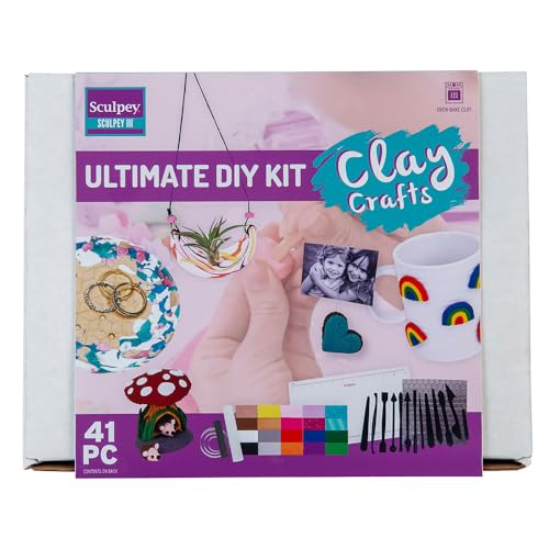 Sculpey III® Ultimate Clay Crafts Polymer Oven-Bake Clay 41 piece kit, for adults and teens, Non Toxic, 20 colors of clay, DIY modeling clay, sculpting tools and accessories, great for beginners.