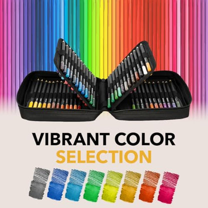 Castle Art Supplies 72 Watercolour Colouring Pencils Set in Zip-Up Case for Adults Artists | Quality Cores with Vivid Colours to Create Beautiful Blended Effects with Water | Includes travel case