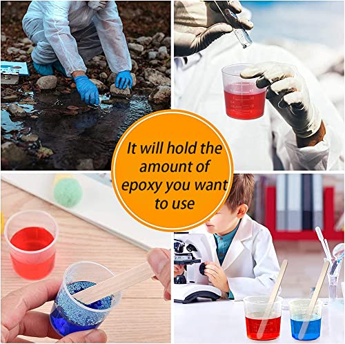 AKOAK 100 Pieces 30 ml (1 oz) Graduated Cup - Plastic Measuring Cup, Disposable Mixing Cup for Mixing Pigments, Paints, Liquids, Epoxies, Resins - With Lid