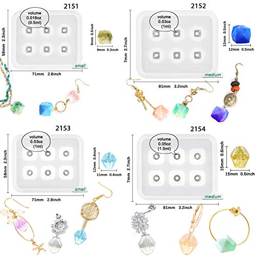 Resin Jewelry Mold Set with Geometric Beads & Arrowhead Pendants – 24 Silicone Cavities for UV Epoxy Resin, Clay, Soap, Candle, Necklace & Charm Making