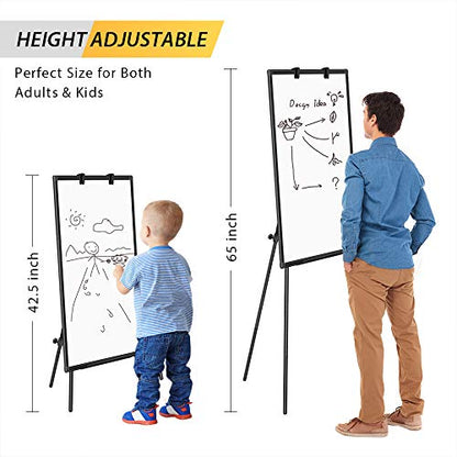 Easel Whiteboard - Black Magnetic Portable Dry Erase 40 x 28 Tripod Height Adjustable, Flipchart Easel Stand White Board for Office - style: 40x28 Black