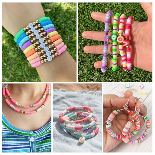 Gionlion 25000 Pcs Clay Beads Bracelet Making Kit Abundant Single Color Heishi Beads, 7 Boxes Polymer Beads for Bracelets Jewelry Making kit with Charms, DIY Arts and Crafts Gifts - style: 25000PCS