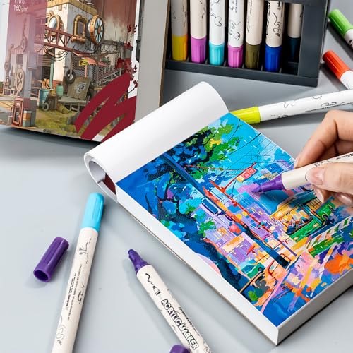 TRANSON A6 Mini Sketchbook Marker Pad, 110lb/160gsm Heavyweight Art Paper, No Bleed Through, 100 Sheets/200 Pages 4.13"x5.83" for Drawing & Sketching - size: A6 160gsm
