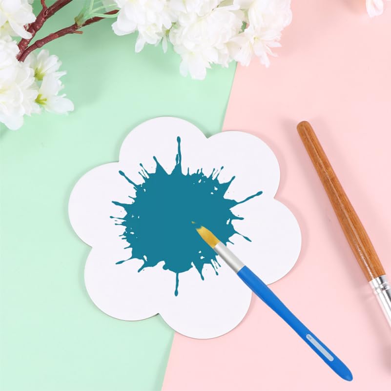 10 pcs 15x15cm Flower Shaped Cotton Canvas, Oil Painting Panel Blank, Flower Shape Canvas for Acrylic, Great for Beginners, Students, or Hobby Painters