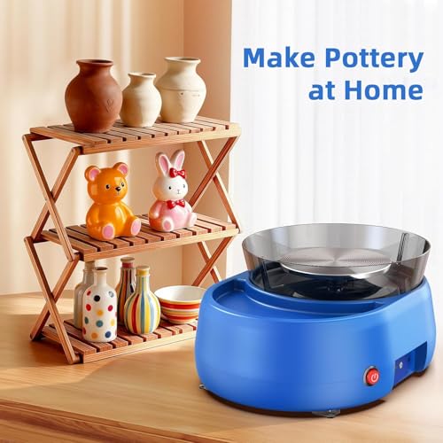 6 inch Home Pottery Wheel for Pottery Craft - Complete Pottery Kit for Beginners, Two-Way Rotation, 2.2lb Air Dry Clay, Arts and Crafts Sculpting Tools, Craft Gifts - color: Blue