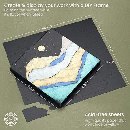 ARTEZA Mixed Media Paper Foldable Canvas Pad, 9.5x9.5 Inches, 20 Sheets, Black Paper