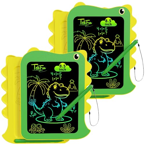 TEKFUN Toddler Boy Toys, 2 Pack LCD Writing Tablet for Kids, Doodle Board Dinosaur Toys, Travel Essentials for 3 4 5 6 Year Old Boys Girls, Easter Birthday Christmas Gift (8.5inch Green*2) - color: Green*2, size: 8.5in
