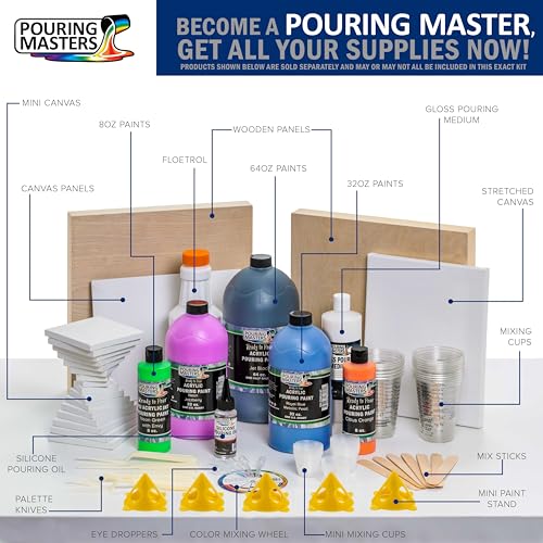 Pouring Masters Gold Interference Pearl Special Effects Acrylic Pouring Paint - Premium 8-Ounce Pre-Mixed Fluid Acrylic Paint - Fluid Art Supplies for Canvas, Wood, Paper, Tile & Rocks - color: Gold, size: 8 Fl Oz (Pack of 1)