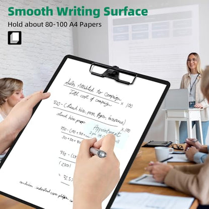 FRETONBA Black Clipboard with Pen Holder, Set of 6 Plastic Clipboard with Low Profile Metal Clip, Hanging Clip boards Holds 8.5x11 Inch Papers, Standard A4 Letter Size Clip Boards for Offices & School - style: 6 Pack-Black