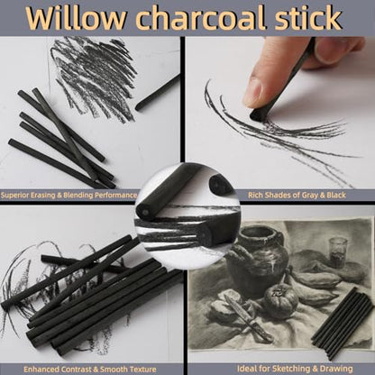 100 PCS Willow Charcoal Sticks, Ideal for Artists, Beginners, Students, Perfect for Sketching, Drawing, Shading, and Fine Art, 5.7 Inches Long, 2-4*25,4-5*25,5-7*25,7-9*25 (2-4,4-5,5-7,7-9) - style: 2-4,4-5,5-7,7-9