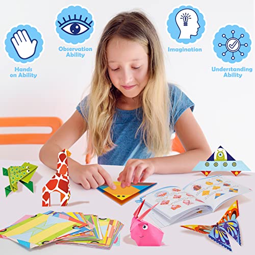Origami Paper Set, 308PCS Kids Craft Paper Kit with Instructional Book for Girls Age 6,7,8,9,10,11,12, Art Projects Supplies for School Class Craft Lessons- Christmas Birthday Gifts for Boys&Girls