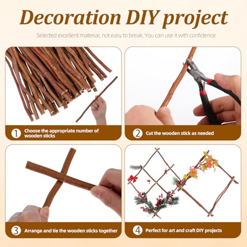 50 PCS Wood Log Sticks for Crafts,12 Inch DIY Twigs Sticks Natural Unfinished Wood Branches for Rustic Home Decor Fairy Gardens School Projects Photo Props - 0.4" Diameter Round Twigs