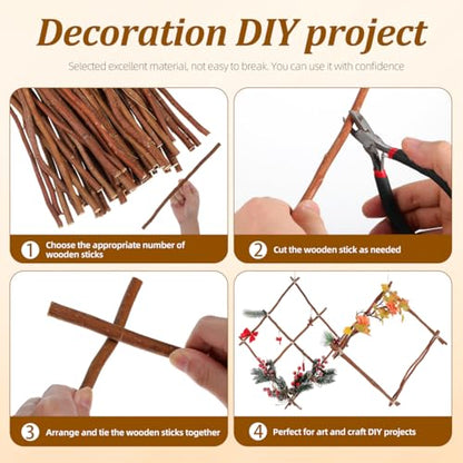 50 PCS Wood Log Sticks for Crafts,12 Inch DIY Twigs Sticks Natural Unfinished Wood Branches for Rustic Home Decor Fairy Gardens School Projects Photo Props - 0.4" Diameter Round Twigs