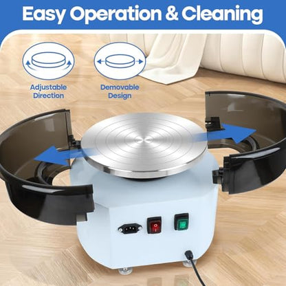 MZOKUU Pottery Wheel for Adults 11 Inch 450W Electric Ceramic Forming Machine Foot Pedal Control Adjustable 50-300RPM Speed ABS Detachable Basin Sculpting Tools Kit Arts Craft DIY Gift (White) - color: White