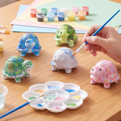 Ferrochef 12 Pack Paint Your Own Ceramic Turtle DIY Craft Kits Unpainted Ceramic Turtle Bisque 3D Paintable Animal Figurines Art DIY Party Favors for Home, Classroom Birthday Parties - style: Turtle