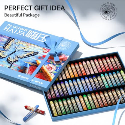 Paul Rubens Oil Pastels Set - 60 Vibrant Colors, Ultra-Soft and Creamy Texture, Easy to Blend for Artists and Beginners - Bullet Head Design for Drawing, Painting, Sketching - New Packaging - style: 60 Basic Colors