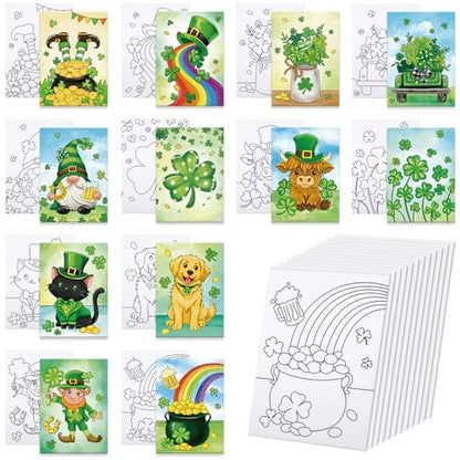 Anseal 12 Packs St. Patrick's Day Pre Drawn Canvas to Paint, 5" X 7" Pre Printed Canvas for Painting, Pre Stretched Canvas Outline Painting Boards for Paint Lovers, Party Favor - color: St. Patrick's Day