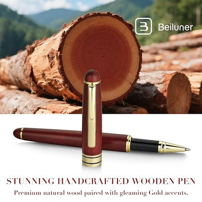 BEILUNER Luxury Wood Ballpoint Pen Writing Set,Rosewood-Elegant Fancy Nice Gift Pen Set for Signature Executive Business Office Fancy Nice Supplies - Christmas Gift Boxed with Extra Refills (Black) - color: Redwood