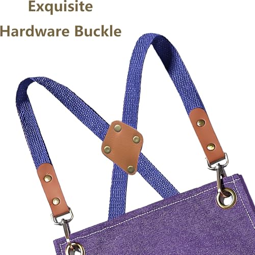 AFUN Aprons for Men Women with Large Pockets, 16-Ounce Cotton Canvas Cross Back Apron - color: Purple