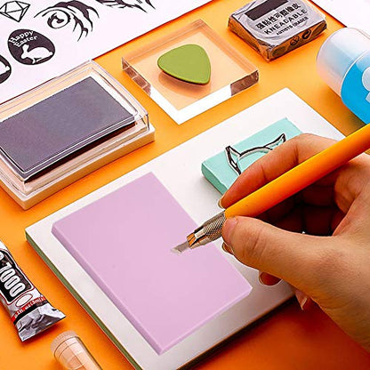 Craft Foam Stamp Block for DIY Rubber Stamping Artistic Carving Material Cards Scrapbooks Projects - color: Pink