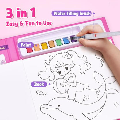 JoyCat Paint with Water Coloring Books, Art & Craft Activity, Princess No Mess Art for Kids Ages 4-8, Craft Kits & Supplies, DIY Creative Activity, Gifts for Girls & Boys - style: Princess & Magical Pony 1